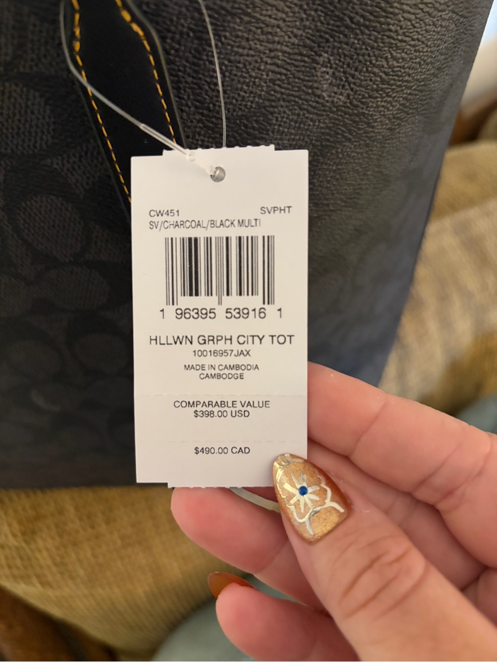 Coach Halloween Black Signature Moon & Cat Tote Bag - Picture 4 of 5